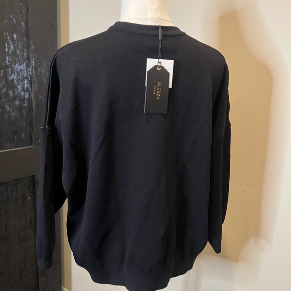 Semi Cropped Black and White Polka Dot Sweater - Picture 3 of 6